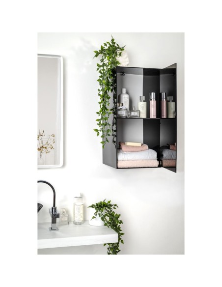 iPLEX Design - Clio Mobiletto Doppio Nero Da Parete in plexiglass - 30x60x30 cm