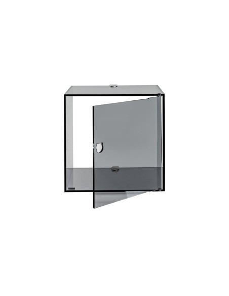 iPLEX Design - Clio Mobiletto Singolo Fume' Da Parete in plexiglass - fumè - 30x30x30 cm