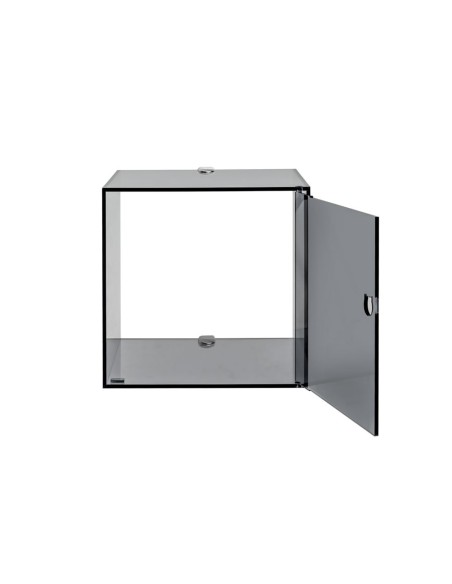 iPLEX Design - Clio Mobiletto Singolo Fume' Da Parete in plexiglass - fumè - 30x30x30 cm