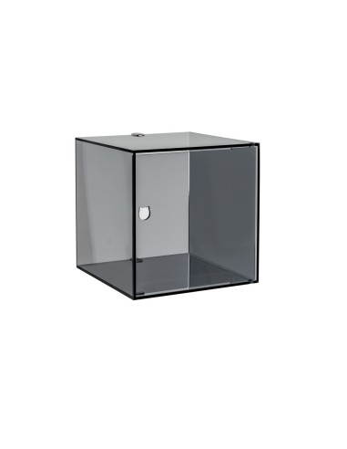 iPLEX Design - Clio Mobiletto Singolo Fume' Da Parete in plexiglass - fumè - 30x30x30 cm