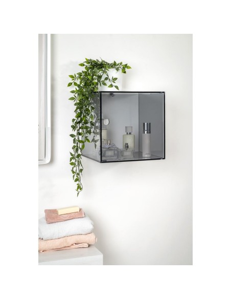 iPLEX Design - Clio Mobiletto Singolo Fume' Da Parete in plexiglass - fumè - 30x30x30 cm