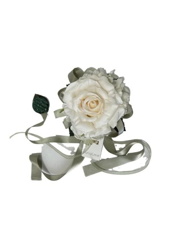 Fiori di Lena - Fermatenda con rosa e ortensia h 42 cm