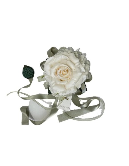 Fiori di Lena - Fermatenda con rosa e ortensia h 42 cm