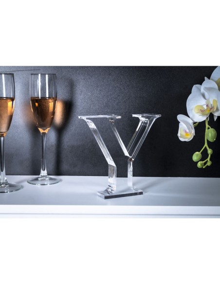 iPLEX Design - Font Lettera ""Y"" Trasparente in plexiglass - 16x15x3 cm