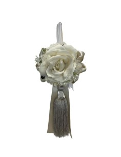 Fiori di Lena - Nappa gioiello con rosa, ortensia e nebbiolina grigio perla H.32