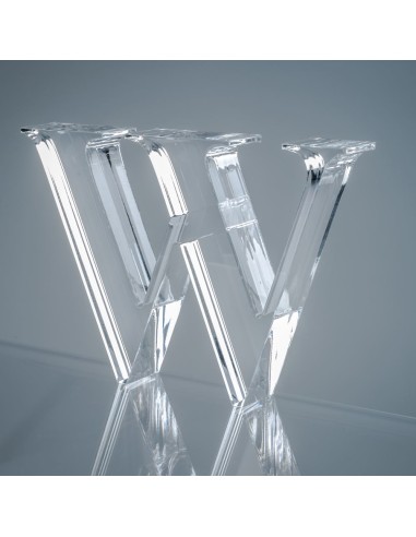 iPLEX Design - Font Lettera ""W"" Trasparente in plexiglass - 23x15x3 cm