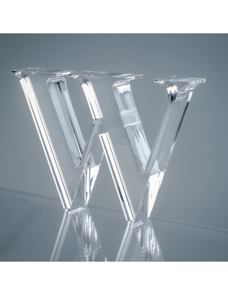 iPLEX Design - Font Lettera ""W"" Trasparente in plexiglass - 23x15x3 cm