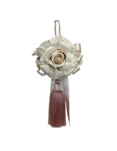 Fiori di Lena - Nappa gioiello con rosa, ortensia, astrania, nebbiolina rosa 32 x 19 cm