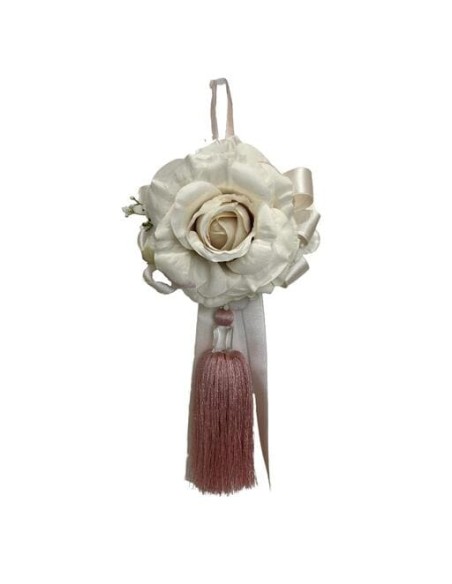 Fiori di Lena - Nappa gioiello con rosa, ortensia, astrania, nebbiolina rosa 32 x 19 cm