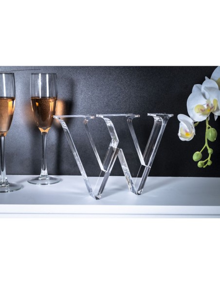 iPLEX Design - Font Lettera ""W"" Trasparente in plexiglass - 23x15x3 cm