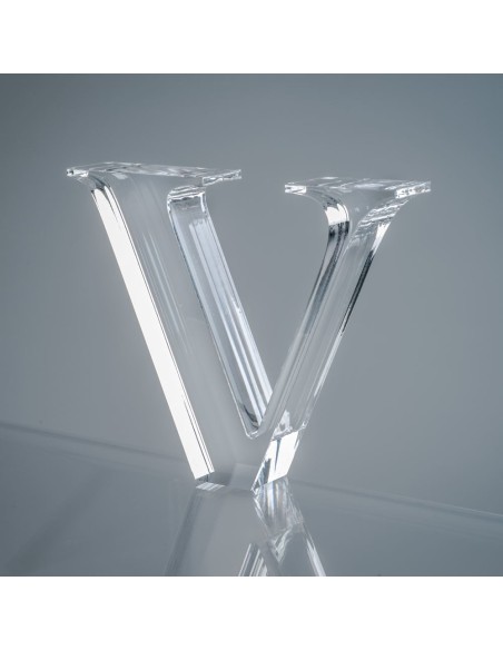 iPLEX Design - Font Lettera ""V"" Trasparente in plexiglass - 19x15x3 cm