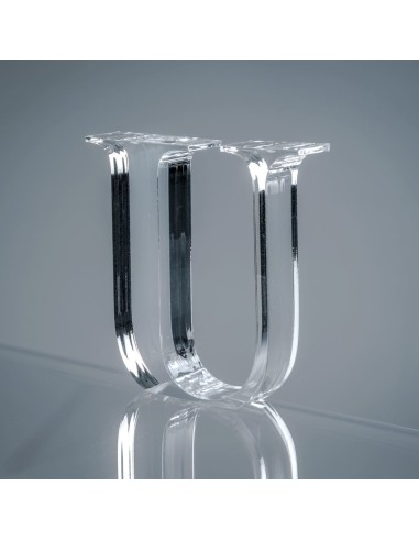 iPLEX Design - Font Lettera ""U"" Trasparente in plexiglass - 16x15x3 cm