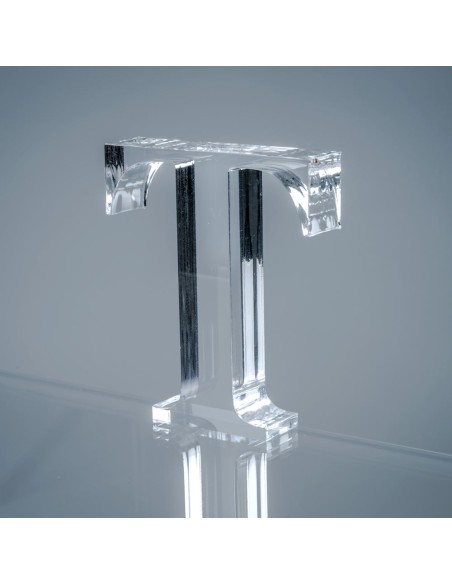 iPLEX Design - Font Lettera ""T"" Trasparente in plexiglass - 13x15x3 cm