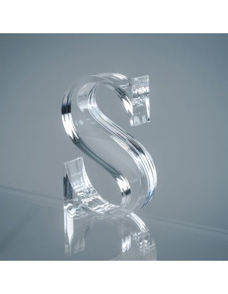 iPLEX Design - Font Lettera ""S"" Trasparente in plexiglass - 10x15x3 cm