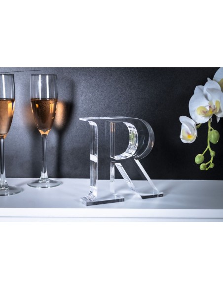 iPLEX Design - Font Lettera ""R"" Trasparente in plexiglass - 15x15x3 cm