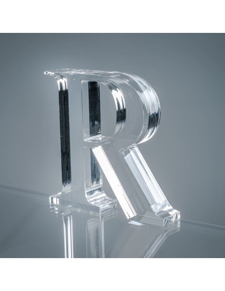 iPLEX Design - Font Lettera ""R"" Trasparente in plexiglass - 15x15x3 cm