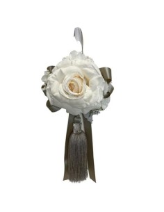 Fiori di Lena - Nappa gioiello con rosa, ortensia, astrania, nebbiolina tortora 32 x 19 cm