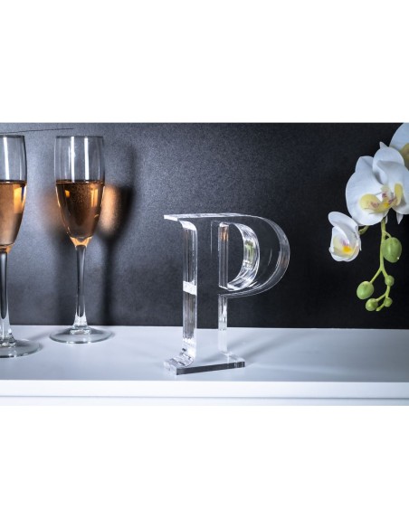 iPLEX Design - Font Lettera ""P"" Trasparente in plexiglass - 12x15x3 cm