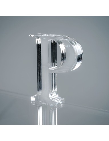 iPLEX Design - Font Lettera ""P"" Trasparente in plexiglass - 12x15x3 cm