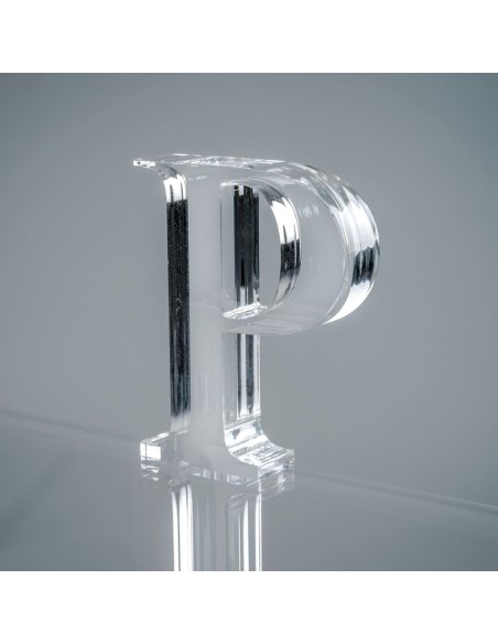 iPLEX Design - Font Lettera ""P"" Trasparente in plexiglass - 12x15x3 cm