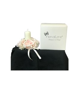 Fiori di Lena - Portacandele con rose Austin, ortensie e nebbiolina con scatola 2