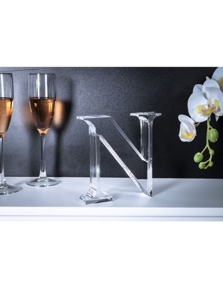 iPLEX Design - Font Lettera ""N"" Trasparente in plexiglass - 15x15x3 cm