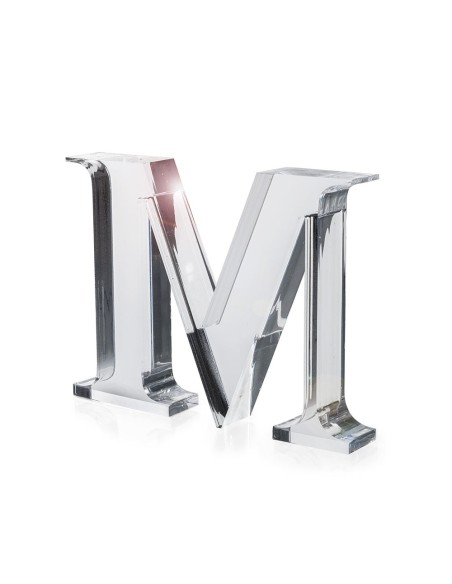 iPLEX Design - Font Lettera ""M"" Trasparente in plexiglass - 20x15x3 cm
