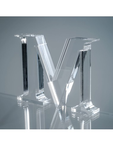 iPLEX Design - Font Lettera ""M"" Trasparente in plexiglass - 20x15x3 cm