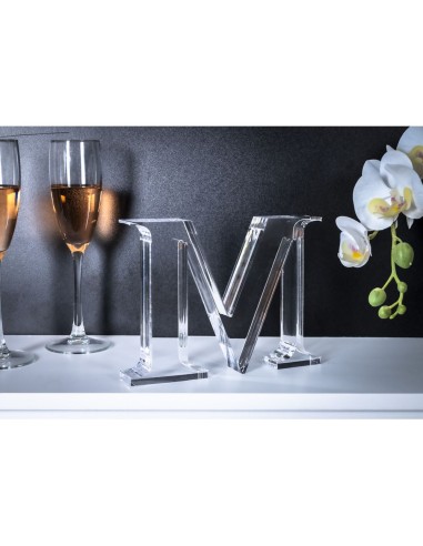 iPLEX Design - Font Lettera ""M"" Trasparente in plexiglass - 20x15x3 cm
