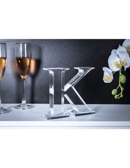 iPLEX Design - Font Lettera ""K"" Trasparente in plexiglass - 17x15x3 cm