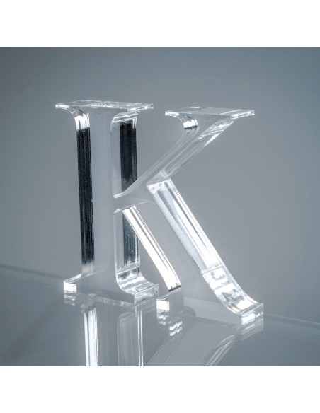 iPLEX Design - Font Lettera ""K"" Trasparente in plexiglass - 17x15x3 cm