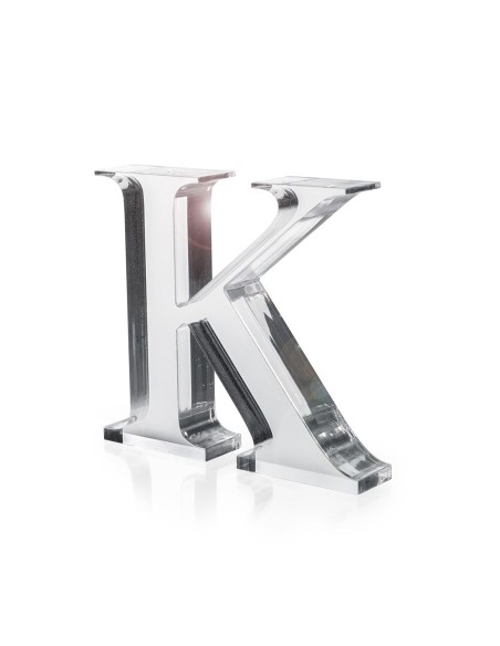 iPLEX Design - Font Lettera ""K"" Trasparente in plexiglass - 17x15x3 cm
