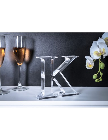 iPLEX Design - Font Lettera ""K"" Trasparente in plexiglass - 17x15x3 cm