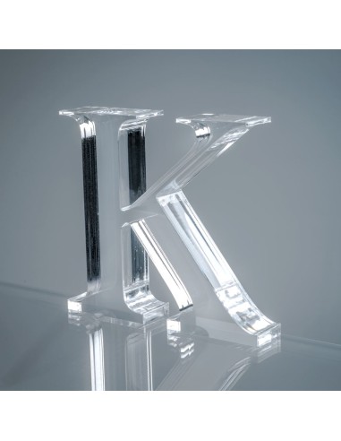iPLEX Design - Font Lettera ""K"" Trasparente in plexiglass - 17x15x3 cm