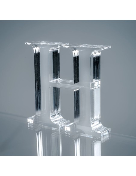 iPLEX Design - Font Lettera ""H"" Trasparente in plexiglass - 16x15x3 cm
