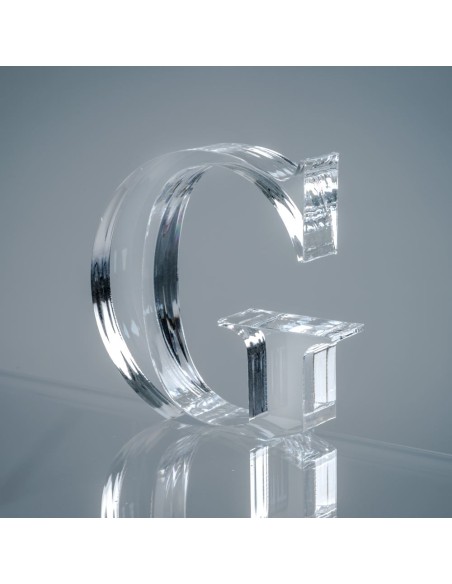 iPLEX Design - Font Lettera ""G"" Trasparente in plexiglass - 16x15x3 cm