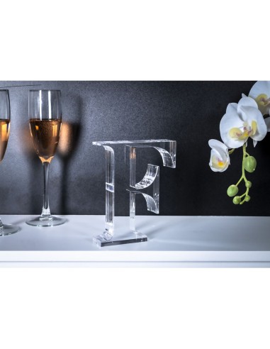 iPLEX Design - Font Lettera ""F"" Trasparente in plexiglass - 12x15x3 cm