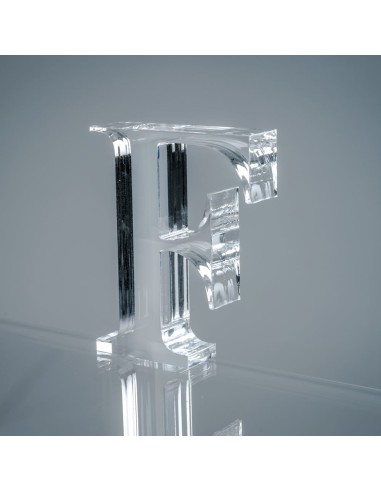 iPLEX Design - Font Lettera ""F"" Trasparente in plexiglass - 12x15x3 cm
