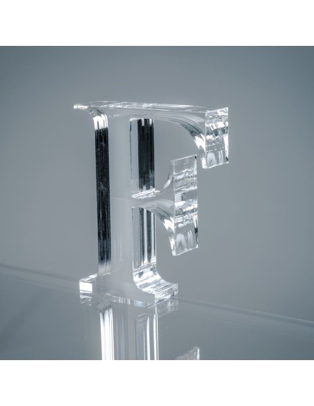 iPLEX Design - Font Lettera ""F"" Trasparente in plexiglass - 12x15x3 cm