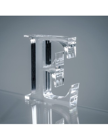 iPLEX Design - Font Lettera ""E"" Trasparente in plexiglass - 13x15x3 cm