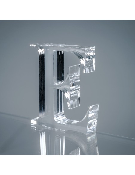 iPLEX Design - Font Lettera ""E"" Trasparente in plexiglass - 13x15x3 cm
