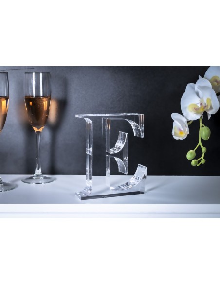 iPLEX Design - Font Lettera ""E"" Trasparente in plexiglass - 13x15x3 cm