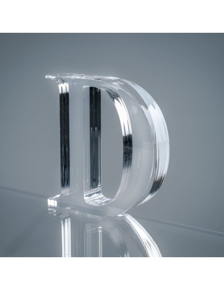 iPLEX Design - Font Lettera ""D"" Trasparente in plexiglass - 15x15x3 cm