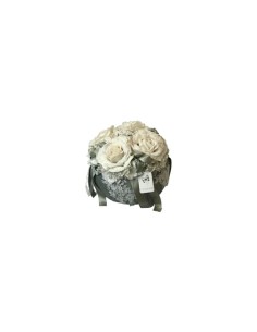 Fiori di Lena - Puffo con 4 rose, ortensia, astrania, nebbiolina e pizzo cm 26X22
