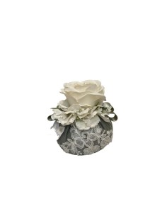 Fiori di Lena - Puffo lino con bocciolo, ortensia, astrania, nebbiolina e pizzo cm 11XH12