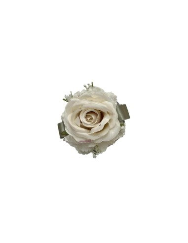 Fiori di Lena - Puffo lino con bocciolo, ortensia, astrania, nebbiolina e pizzo cm 11XH12
