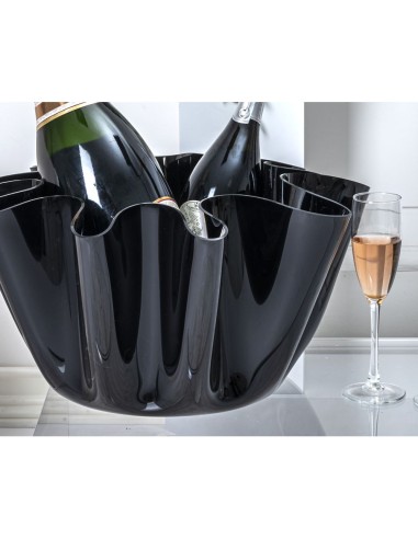 iPLEX Design - Drappeggi Vaso Grande Nero in plexiglass - 45x27x47 cm