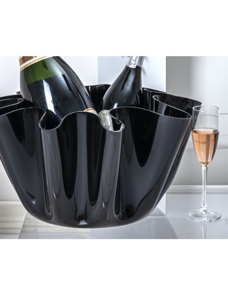 iPLEX Design - Drappeggi Vaso Grande Nero in plexiglass - 45x27x47 cm