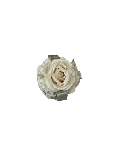 Fiori di Lena - Puffo lino con bocciolo, ortensia, astrania, nebbiolina e pizzo cm 11XH12