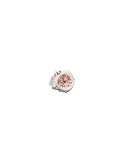 Fiori di Lena - Puffo lino con rosa Austin, ortensie e nebbiolina Ø 7 cm